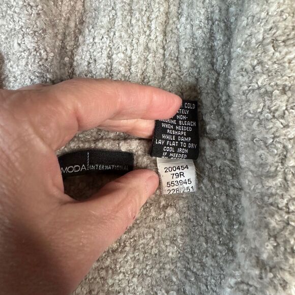 Moda International Wool Blend Boucle Cardigan Gray Brown Button Sweater L - Picture 4 of 4